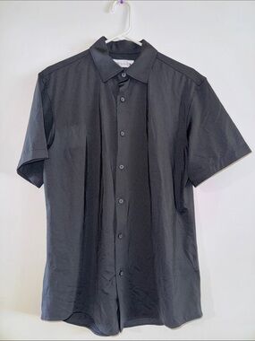 Zara Men's Black Short-Sleeve Button-Down Shirt